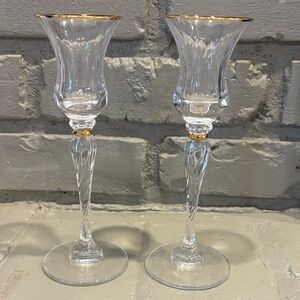 VTG Mikasa "Jamestown" Gold-Rimmed Crystal Candlesticks